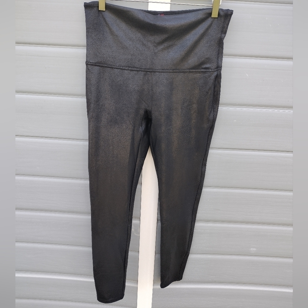 Spanx Faux Leather Leggings 1X High Rise Black 2437P
